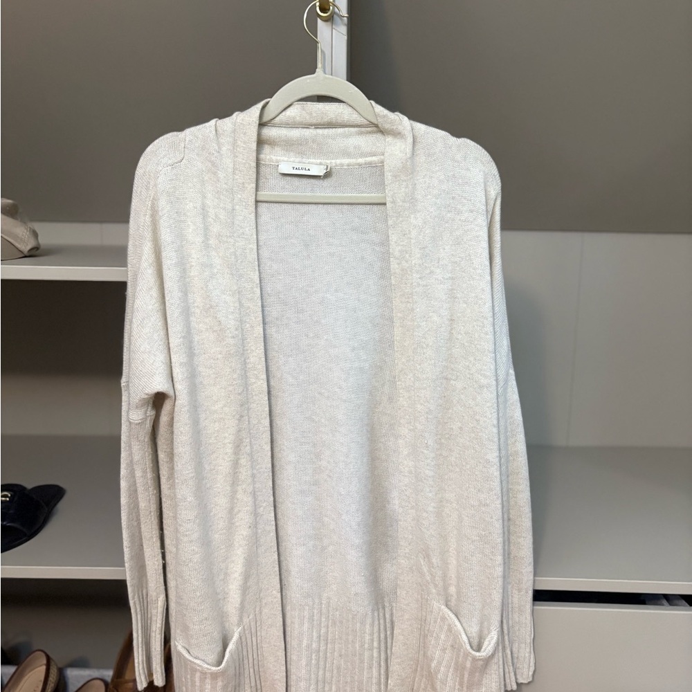 Talula Cream Open-Front Beige Cardigan, S